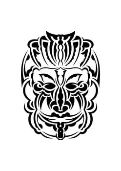 Tribal mask. Monochrome ethnic patterns. Black tattoo in Maori style. Isolated. Vector. vector