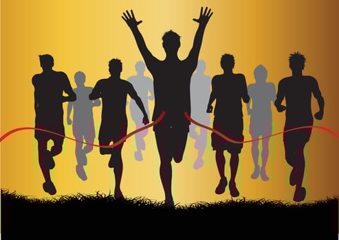 silhouettes men racing vector