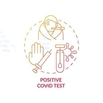Positive covid test red gradient concept icon. Contraindications to covid vaccines abstract idea thin line illustration. Waiting for recovery from acute illness. Vector isolated outline color drawing