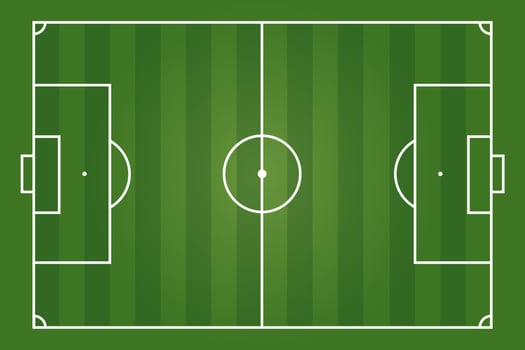Top view of green football pitch or soccer field vector