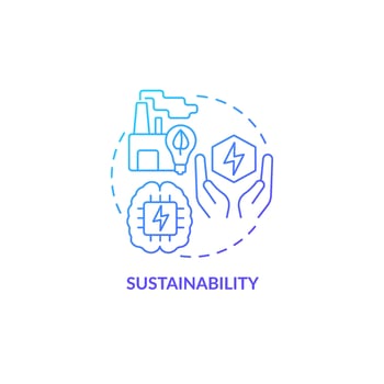 Sustainability blue gradient concept icon. Smart technologies benefit abstract idea thin line illustration. Efficient electricity management. Isolated outline drawing. Myriad Pro-Bold font used vector