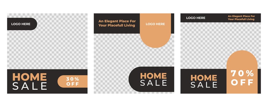 Set of real estate social media design vector