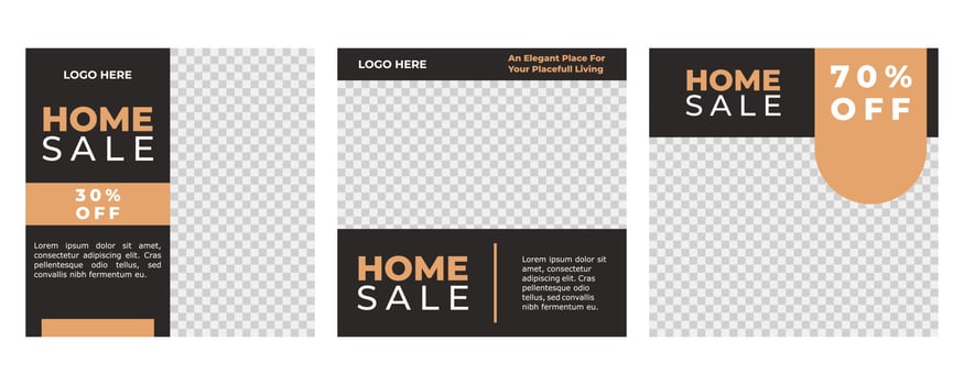 Set of real estate social media design vector