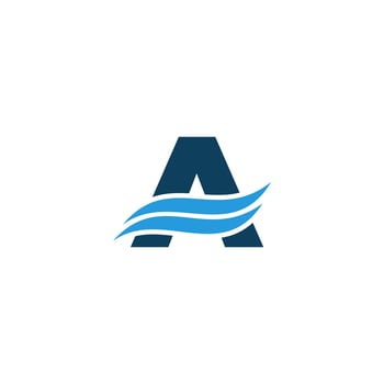 Initials A with wave logo design vector