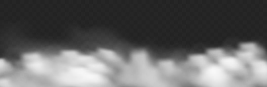 Abstract white cloud photo overlay effect. Spooky vector backdrop with transparent background