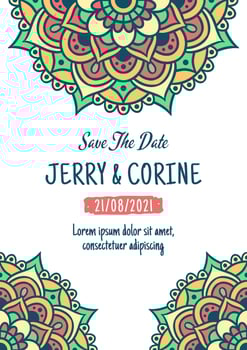 Vintage Wedding Invitation Card With Mandala Design vector