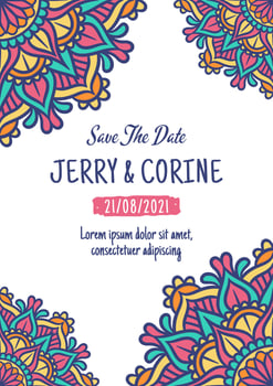 Vintage Wedding Invitation Card With Mandala Design vector