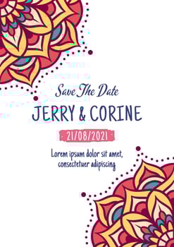 Vintage Wedding Invitation Card With Mandala Design vector