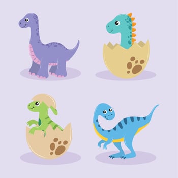baby dinosaurs icons vector