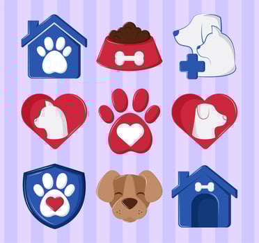 set pets care and love vector