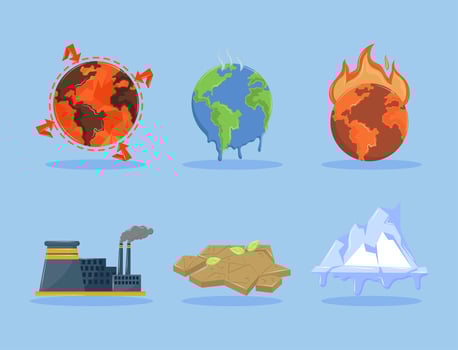 set of climate change vector