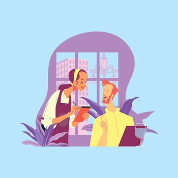 Waitress Writing the Customer's Order vector