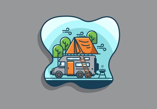 Rooftop car camping flat illustration vector