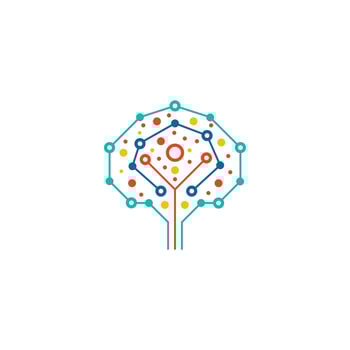 Digital technology tree icon. Colorful tech tree logo. vector