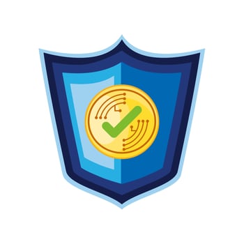 bitcoin in shield vector