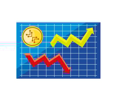 bitcoin up and down arrows vector