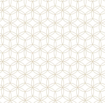 Modern vector seamless illustration. Linear gold pattern on a white background. Ornamental pattern for leaflets, printing, wallpaper, backgrounds