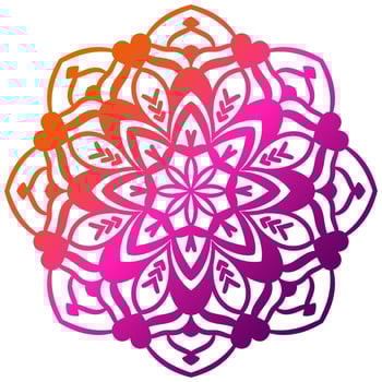 Colorful gradient flower mandala. Hand drawn decorative element. Ornamental round doodle floral element isolated on white background. vector