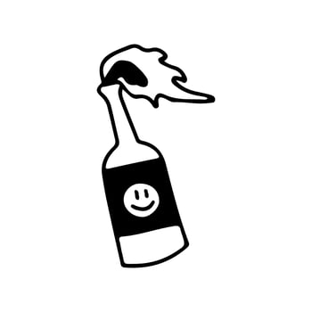 Molotov cocktails with smile emoji, illustration for t-shirt, sticker, or apparel merchandise. With doodle, retro, and cartoon style. vector
