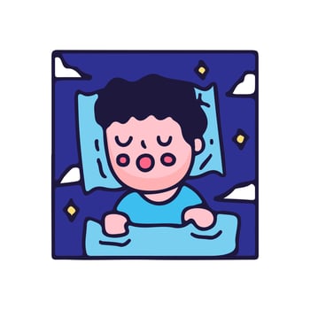 Cute little boy sleeping and dreaming. Illustration for Perfect Nursery children, kids, greeting. vector