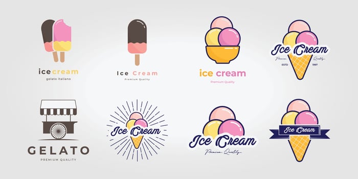 Set Bundle Ice Cream Logo Icon Vintage Vector Illustration Design