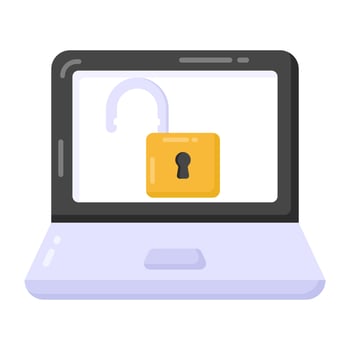 Hand with stars inside laptop denoting flat icon of login vector