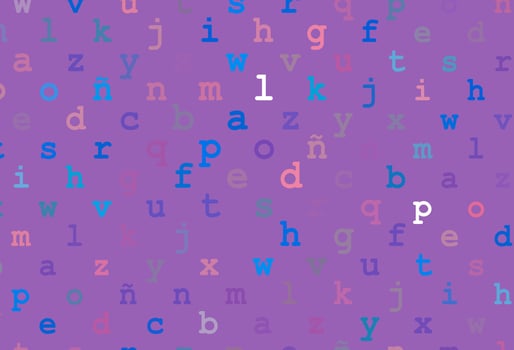 Light blue, red vector layout with latin alphabet.