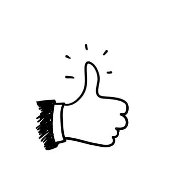 hand drawn doodle thumb icon illustration vector with drawing style