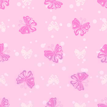 Pink butterfly white ink drops vector seamless pattern