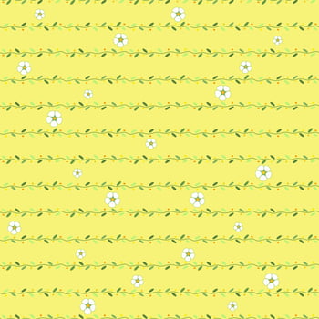 White flowers and stems on the yellow seamless pattern vector