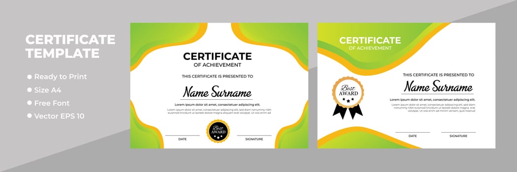 Creative Certificate of Achievement Award Template vector