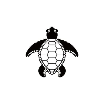 sea turtle logo fun marine life animal vector illustration in black color icon design