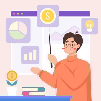 Financial Planner Explaining How to Manage Finances vector