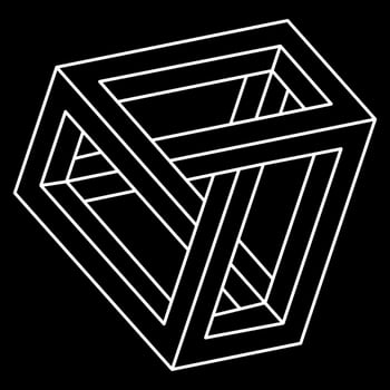 Unreal geometric figures. Optical illusion shapes. Impossible objects. Optical art figures. Line art. Sacred geometry. vector