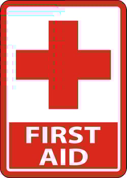 First Aid Label Sign on white background vector