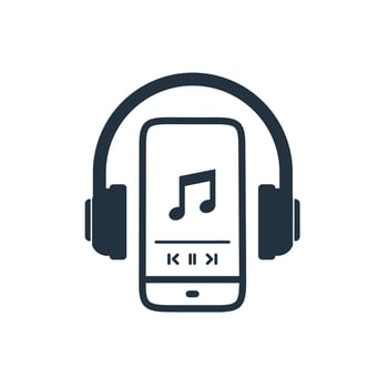 hear music icon. vector design of the symbol of listening to music on a smartphone using earphones.