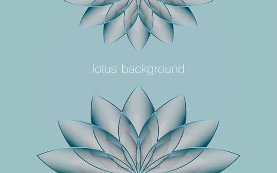 Lotus Banner Template, Flower of Life. Sacred Geometry. Symbol of Harmony and Balance. Sign of purity. Chakra Yoga design vector isolated on light blue background