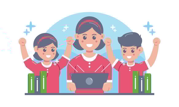 Mother Watching movie with children Concept Illustration vector