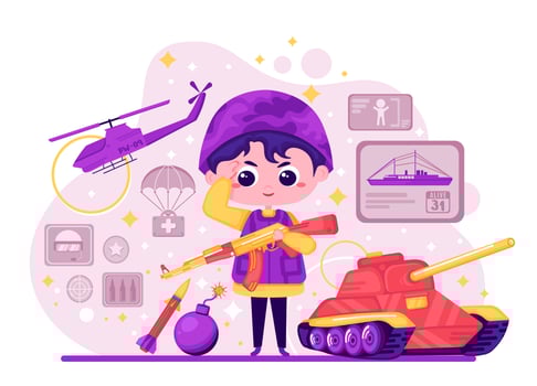 Cute Boy Army Force Focus Character vector
