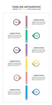 Horizontal timeline template with six arrows,Timeline infographic. vector