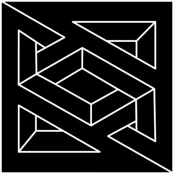 Impossible shapes logo design, optical illusion object. Optical art figure. Line art. vector