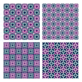 Vector Ornamental Seamless Pattern in Blue and Purple Color
