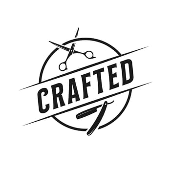 Barbershop logo vintage classic style, salon fashion haircut pomade badge icon simple minimalist modern, barber pole razor shave scissor razor blade retro symbol vector. luxury elegant design vector
