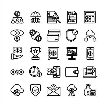 Fintech icon set vector line for website, mobile app, presentation, social media.