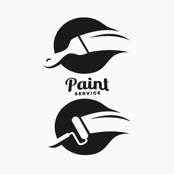 Badge Painting business company logo design. Paintbrush symbol. Emblem painting vintage vector
