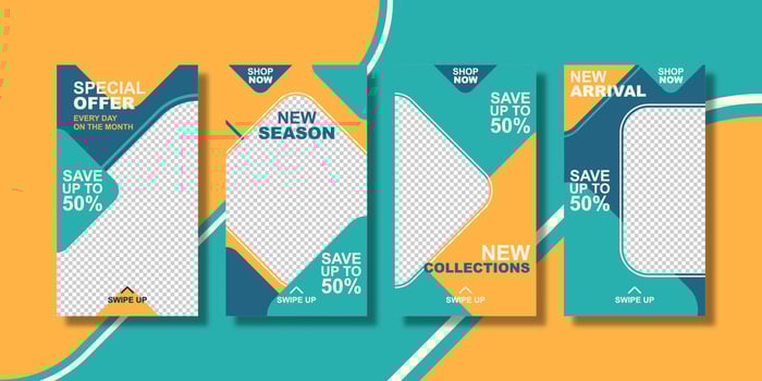 Set of trendy editable social media post template design vector