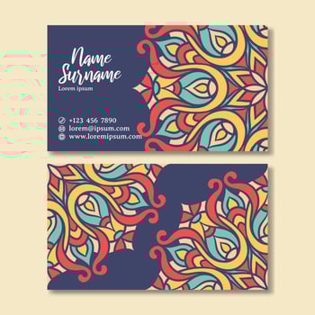 Vintage business card with mandala design template vector