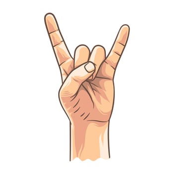 Rock n roll or Heavy metal hand gesture with colorful vector