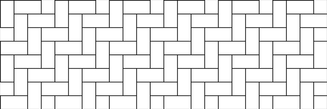 Herringbone pattern laying subway and laminate tiles with black lines on white. vector