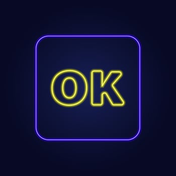 Beautiful stylish colorful neon icon sign ok - Vector